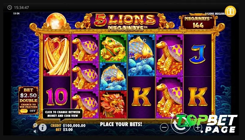 Hướng dẫn chơi 5 Lions Megaways Topbet thắng đậm